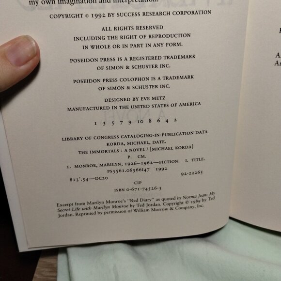 1st Print The Immortals Michael Korda 1st Ed Hardcover Book - Picture 5 of 5